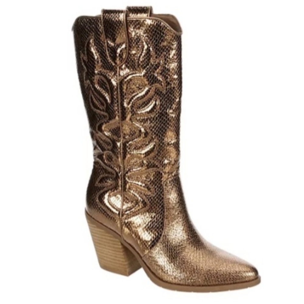 Michael by Michael Shannon Faith Western Cowboy Cowgirl Boots Womens 10 Metallic - Picture 2 of 6